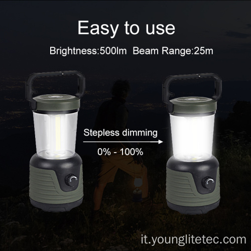 Stepless Dimming 10W Cob Camping Lantern con bussola